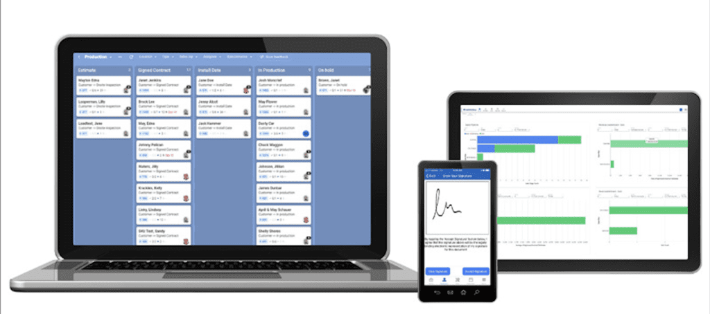 JobNimbus configured for multiple screen sizes.