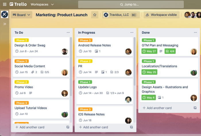 trello screenshot