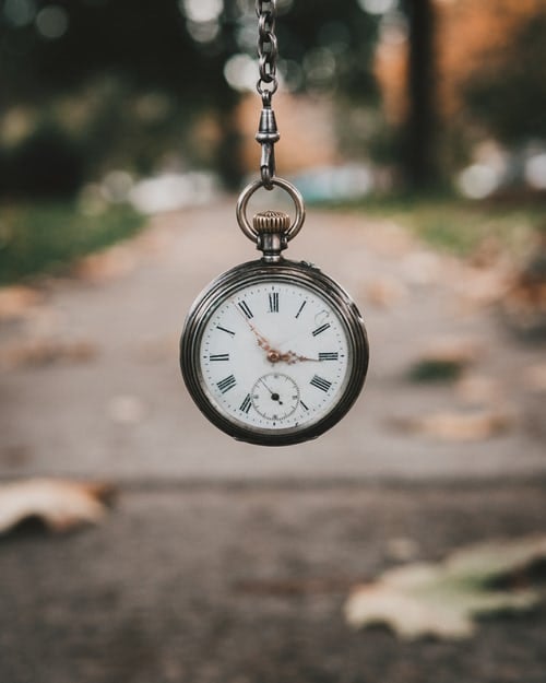 A pocket watch is hanging