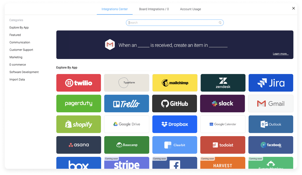 monday.com integrations.