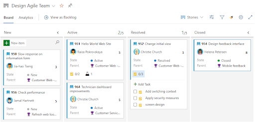 MS Azure Boards screenshot