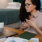 woman meeting with remote team