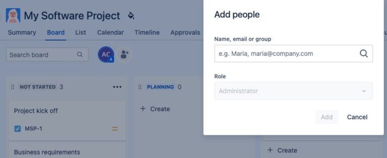 Jira’s “Add people” feature screenshot