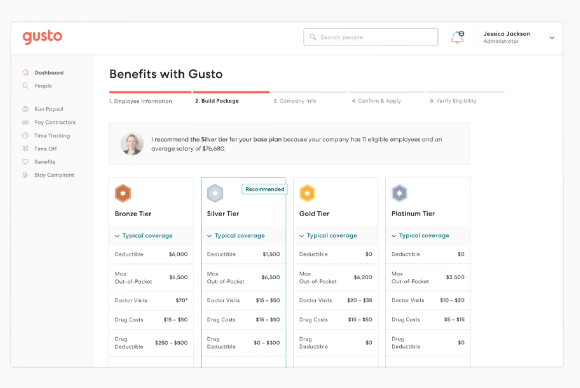 Gusto benefits administration view