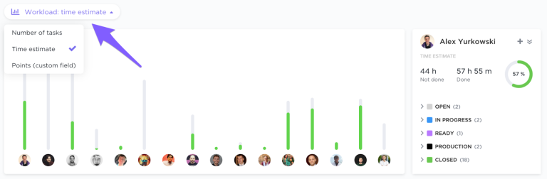 Example of teamwide workload capacity tracking.