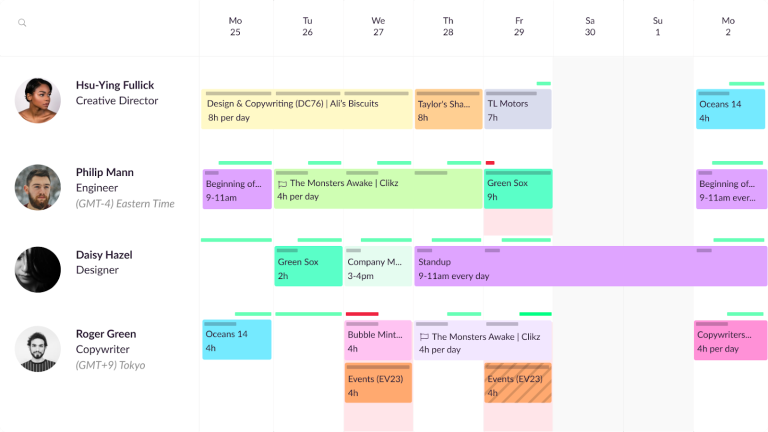 Example of a team-wide schedule view.