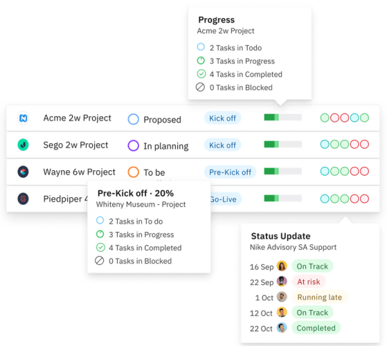 project tracker example screenshot of Rocketlane Software