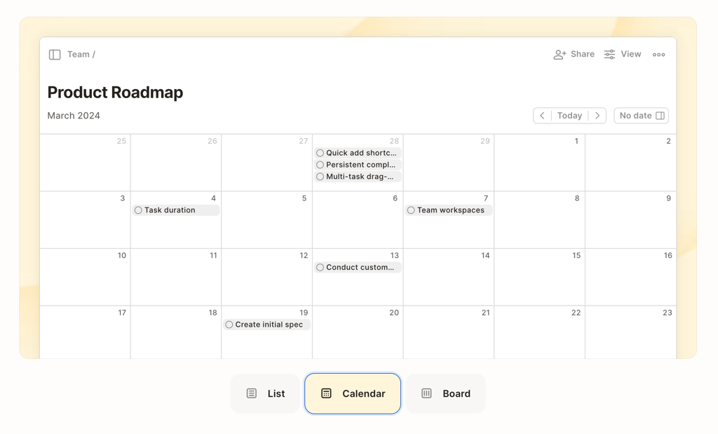 View projects and checklists in Todoist as calendars.