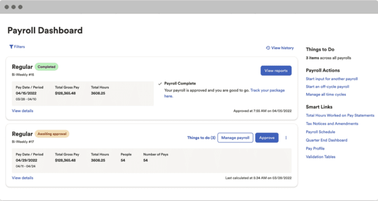 ADP Workforce Now dashboard