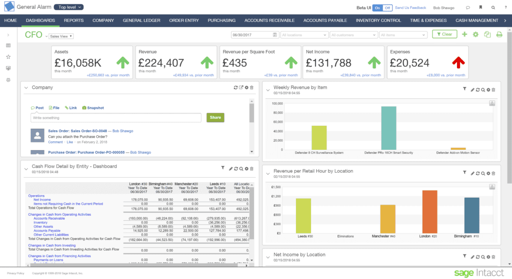  Sage Intact's reporting interface.