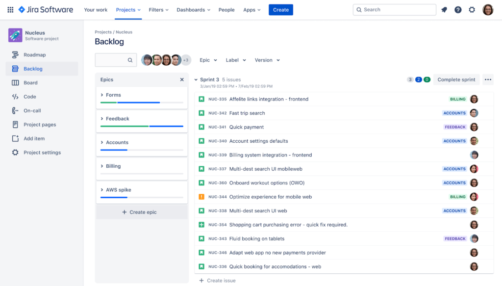 Jira’s specialized features for Agile project management.