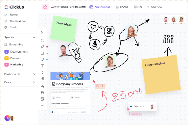 ClickUp Visual Collaboration Using Whiteboards.