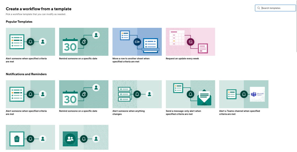 Smartsheet Intelligent Workflows.