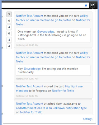 Trello Activity Notification Example.
