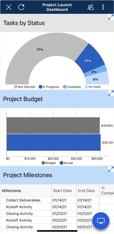 Smartsheet’s mobile app.