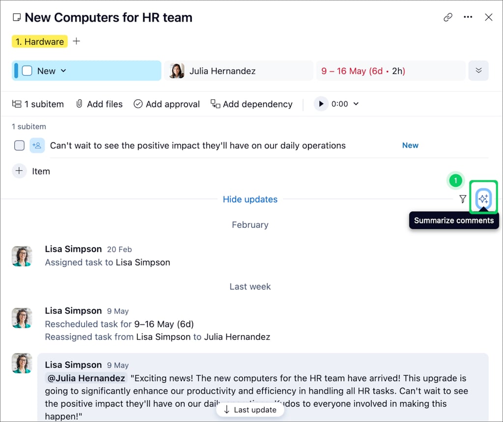 Wrike’s provides comment summary for enhanced feedback management.