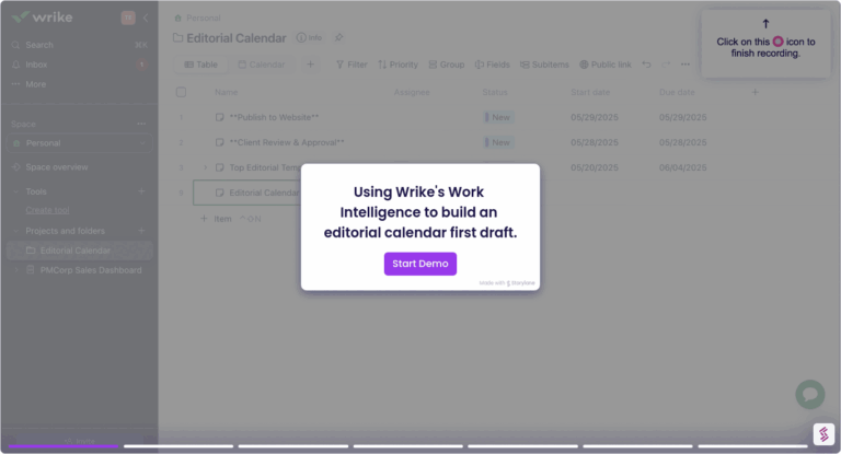 GIF showing the steps used to create an editorial content calendar.