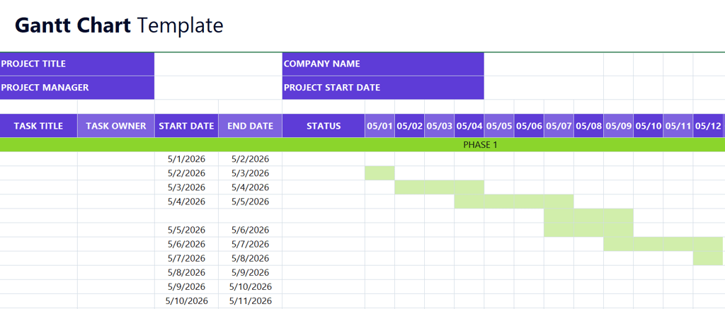 Gantt Chart Template